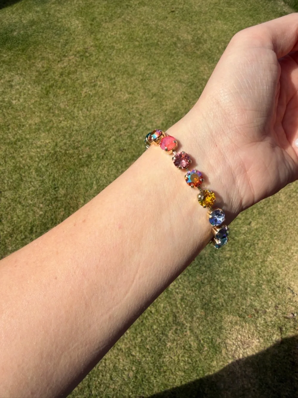 Swarovski Gold-Tone Bracelet with Multicolor Crystal Rivoli Stones - Picture 2 of 4